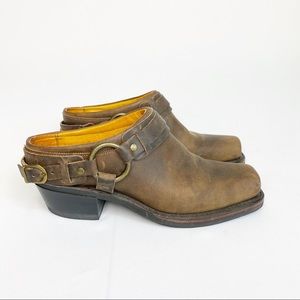 Frye Brown Leather Mules